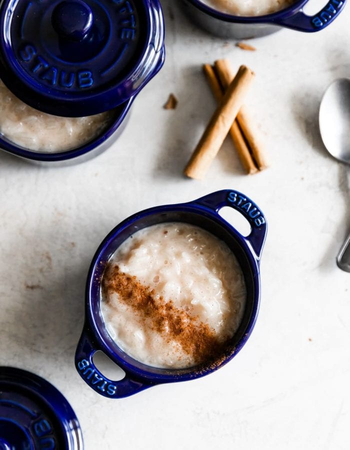 cuban rice pudding with ground cinnamon sprinkled on top