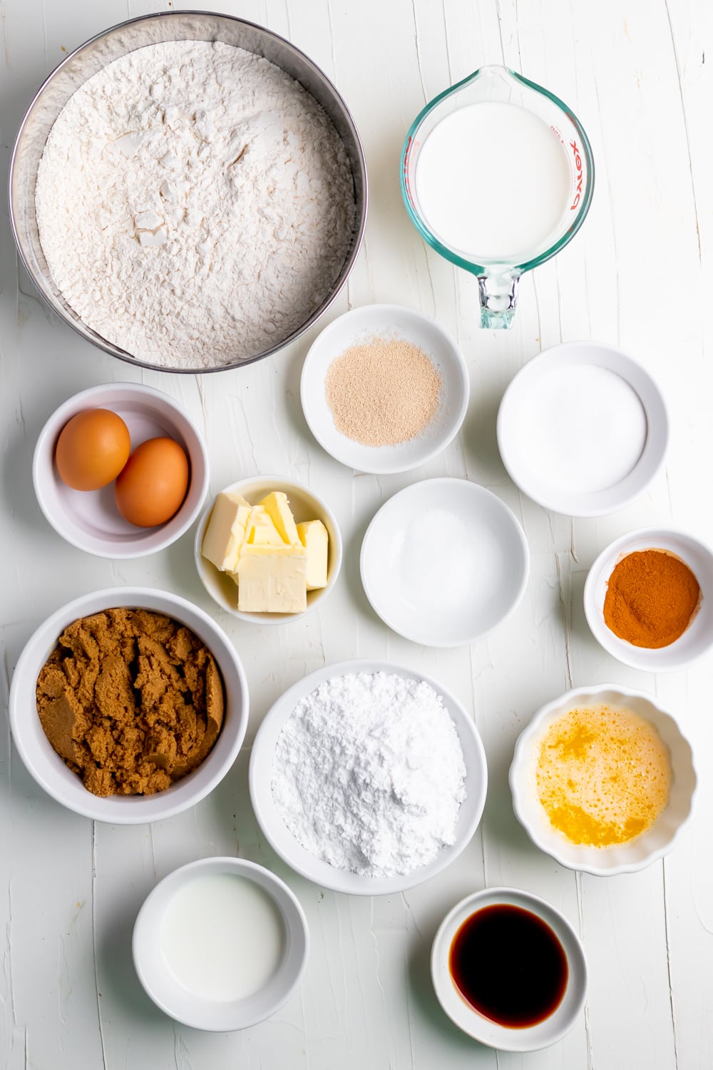 ingredients for homemade cinnamon rolls