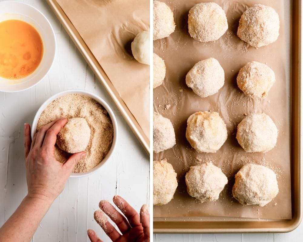 breaded cuban potato balls before frying