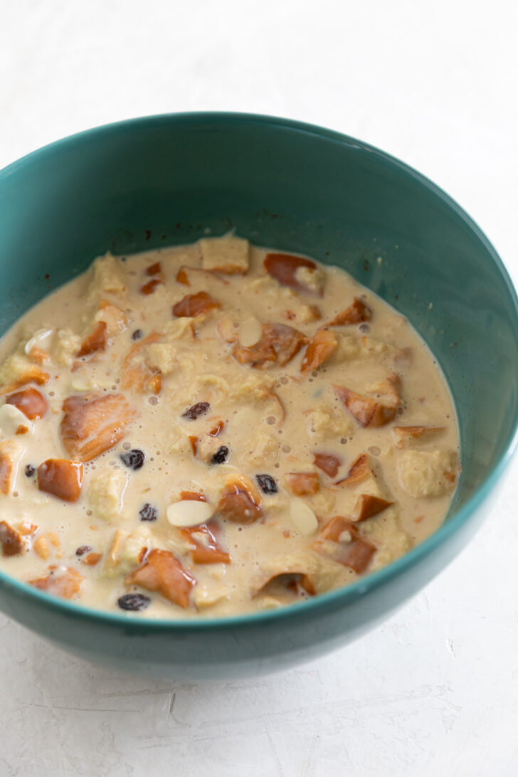 Creamy chicken and mushroom soup in a teal bowl, delicious comfort food, easy homemade recipe.